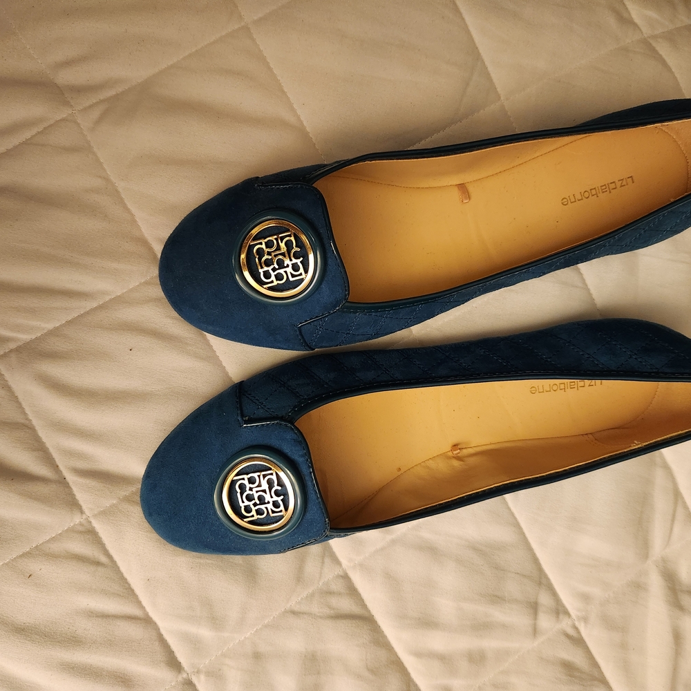 Liz Claiborne Mid Blue Flats with Gold Accent